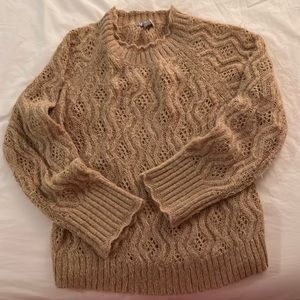 J.Crew pointelle Scallop-trim sweater in camel